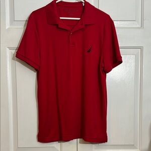 Nautica Men's Red Polo Shirt size large slim fit